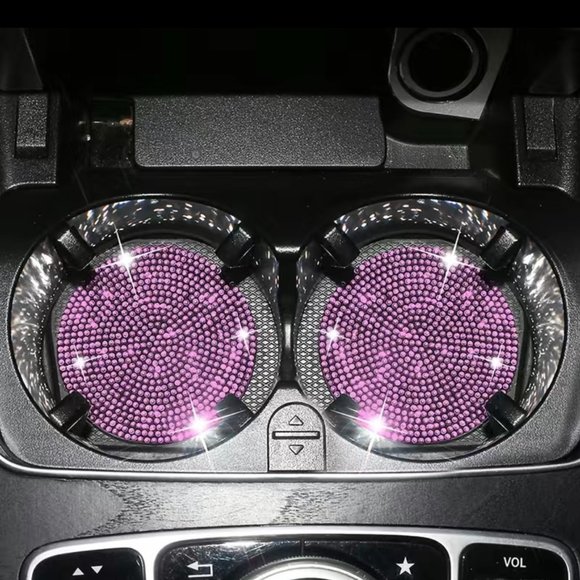 Pink Cup Holder for Vehicle, Glossy Precious Stone Vehicle Inside Embellishments - Picture 4 of 11